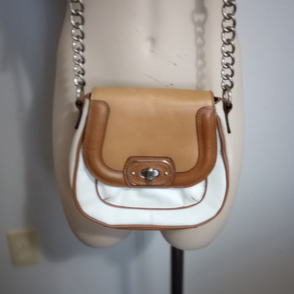 Etienne Aigner Small Cream & Tan Shoulder Bag